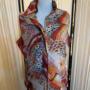 SPANNER Red and Orange Vest with Abstract Design